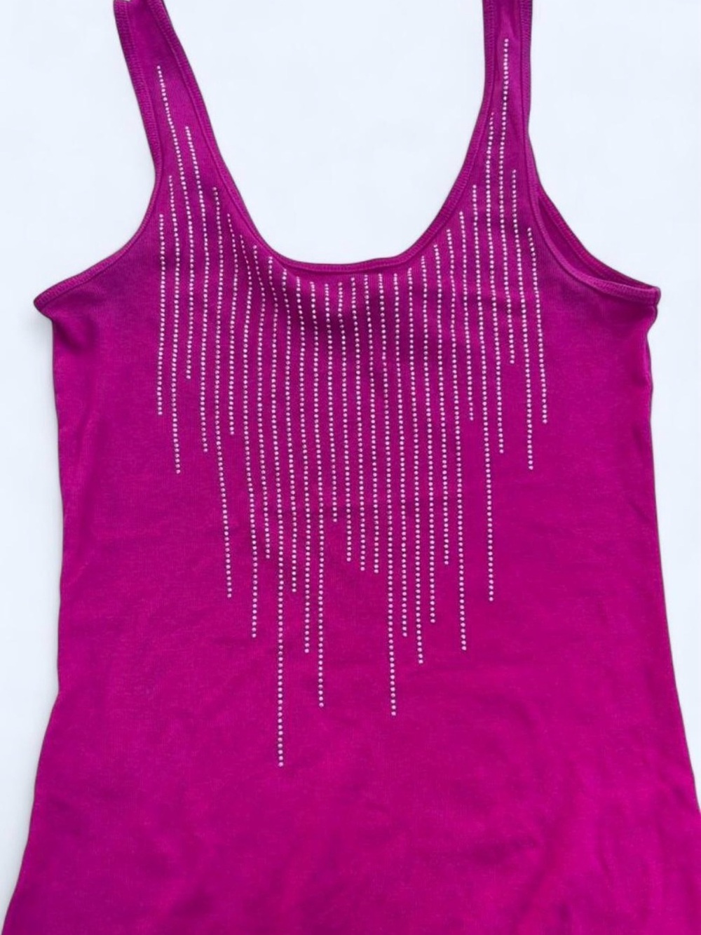 Express Fuchsia Tank Top with Rhinestone Fringe